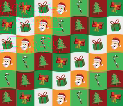 Colorful Christmas decorative pattern with illustrations of festive icons vector