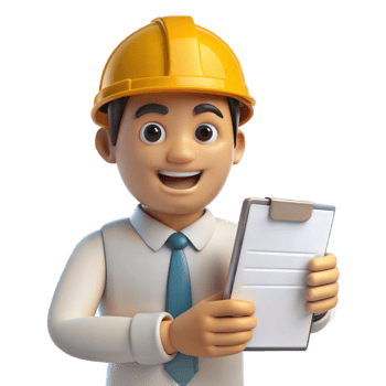 Smiling Cartoon Construction Worker Holding Clipboard png