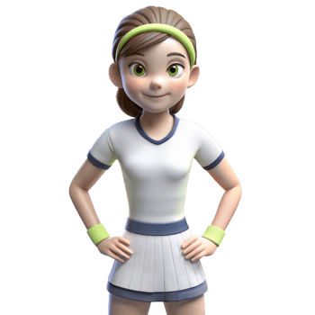 Animated Girl Tennis Player In White Uniform With Hands On Hips png