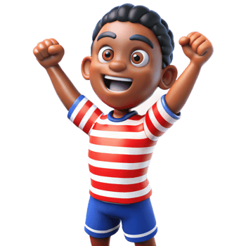 Happy Black Boy Cartoon Character With Arms Raised in Celebration png