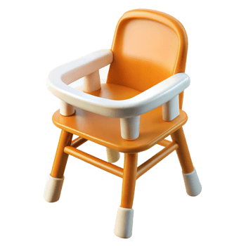 Orange and White High Chair Isolated on Transparent Background png