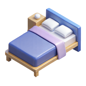 Isometric 3D image of a bed on a transparent background png