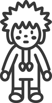Line Drawing of a Cartoon Character Wearing a Hoodie vector