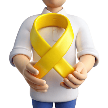 3D Cartoon Man Holding Yellow Ribbon in Front of Transparent Background png