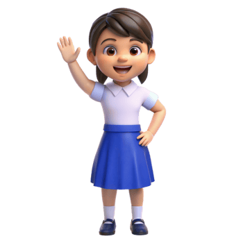 3D Rendered Girl in School Uniform Waving Hello png
