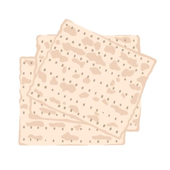 Jewish traditional flat bread matzah. Food illustration for Passover seder ceremony vector