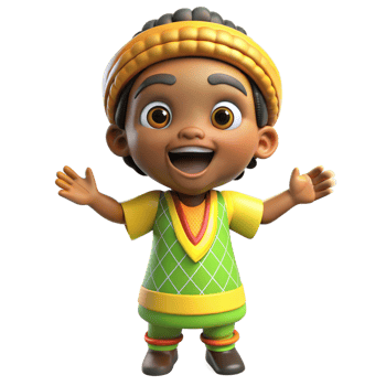 Smiling 3D Cartoon Boy Wearing Traditional African Clothing png