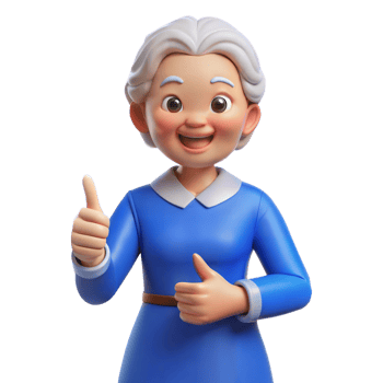 3D Cartoon Granny Giving a Thumbs Up Gesture png