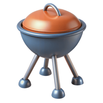 Closed Blue and Orange Barbecue Grill With Three Legs png