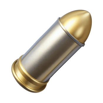 A Single Gold and Silver Bullet Isolated on a Transparent Background png
