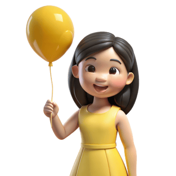 Smiling Girl Holding Yellow Balloon png