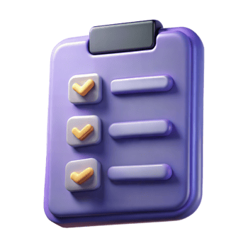 Purple 3D Rendered Checklist With Checkmarks png