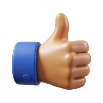 3D Rendered Thumbs Up Hand Gesture Isolated on Transparent Background png
