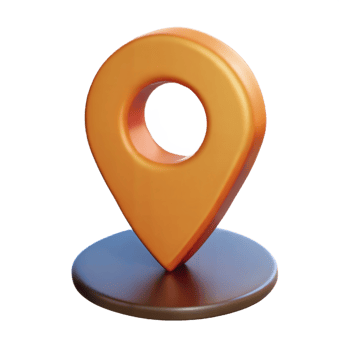 Orange 3D Location Marker Icon on Black Base png