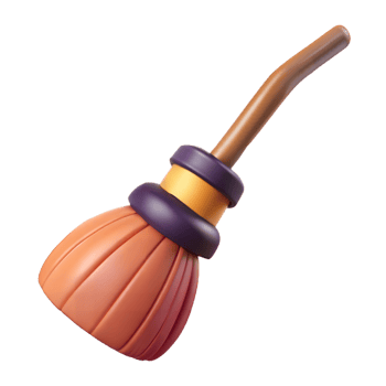 3D Rendered Orange And Brown Witchs Broom Isolated On Transparent Background png