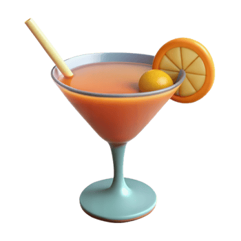 3D Rendered Orange Cocktail With Straw and Orange Garnish png