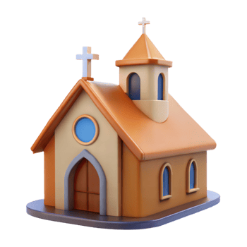 3D Rendered Brown Church Model Isolated on Transparent Background png