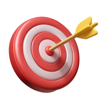 3D Render of Red And White Target With Yellow Arrow Centered png