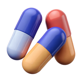 Three Glossy Pills Isolated on Transparent Background png