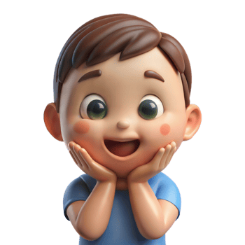 Smiling 3D Rendered Boy Character With Hands on Cheeks png