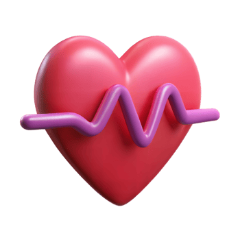 3D Rendered Pink Heart With Purple Heartbeat Line png