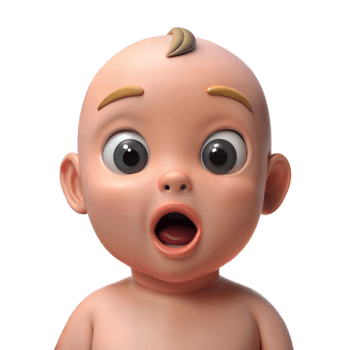 3D Rendered Baby With Wide Open Mouth and Surprised Expression png