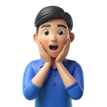 3D Render of a Shocked Young Man Wearing a Blue Shirt png