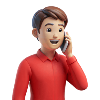 3D Rendered Cartoon Man Talking on Cell Phone png
