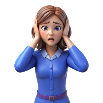 3D Rendered Woman Covering Ears In Fear png