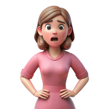 3D Rendered Woman With Surprised Expression in Pink Dress png