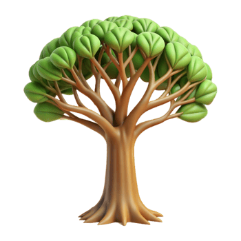 3D Rendered Green Tree With Brown Trunk Isolated on Transparent Background png