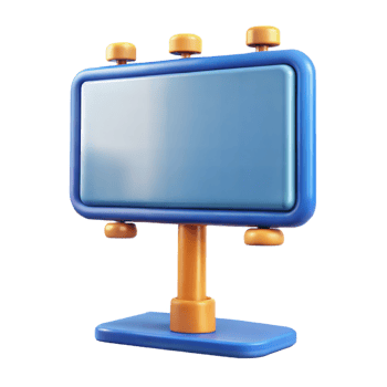 3D Rendered Blue Billboard With Orange Stand Isolated On Transparent Background png