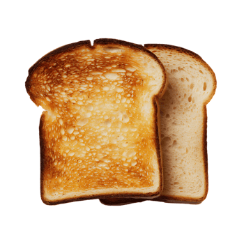 Two slices of toasted bread, golden brown crust png
