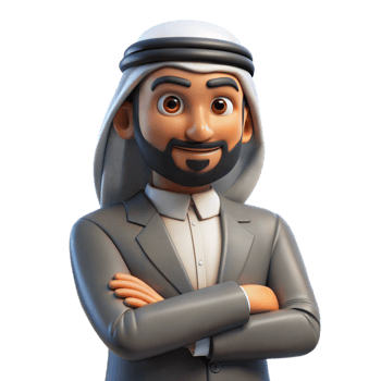 Confident Arab Businessman Cartoon Character With Folded Arms png