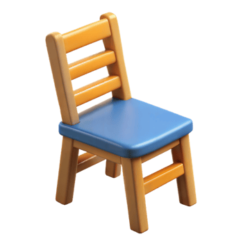 3D Render of a Wooden Chair With Blue Seat png