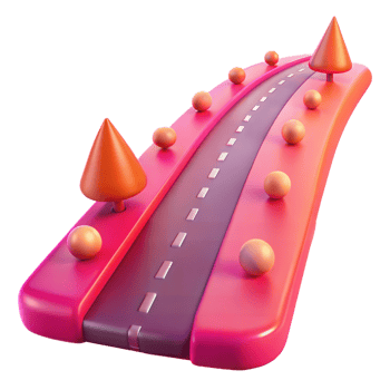 3D Rendered Pink Road With Trees And Balls png