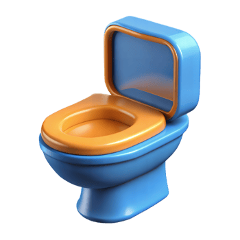 Blue And Orange Toilet With Open Lid 3D Render png