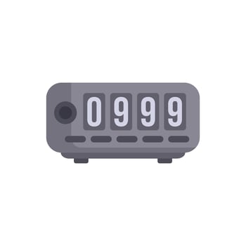 Gray retro alarm clock showing 09,99 time vector
