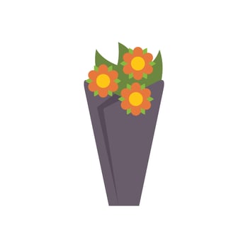 Bouquet of flowers wrapped in paper for a gift or present vector