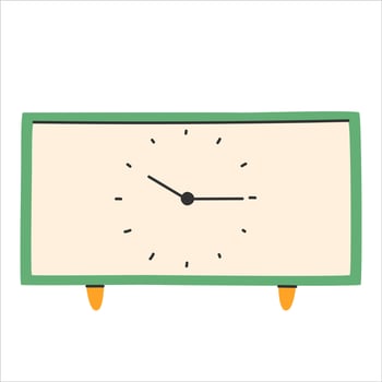 Watch in trendy style. Clock poster. Fashionable hand-drawn style clock icon.Alarm clock concept.Bell print, poster, banner. Illustration EPS 10. vector