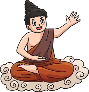 Buddhism Buddhist Buddha Sitting on Cloud Clipart vector