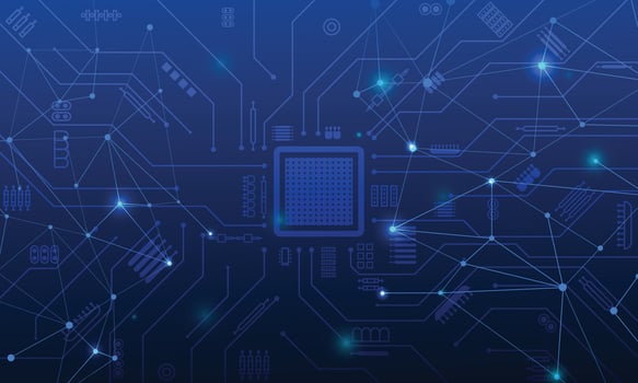 Abstract circuit board lines blue gradient technology background vector