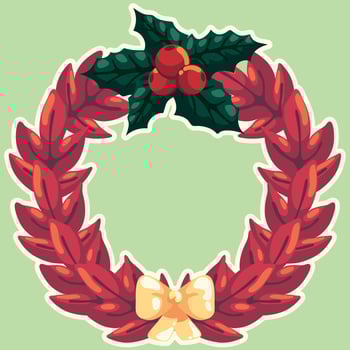 Christmas wreath with mistletoe vector