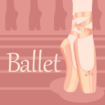 Closeup of ballet dancer slippers vector