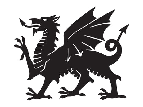 Black silhouette of Welsh dragon ideal for cultural graphic design vector