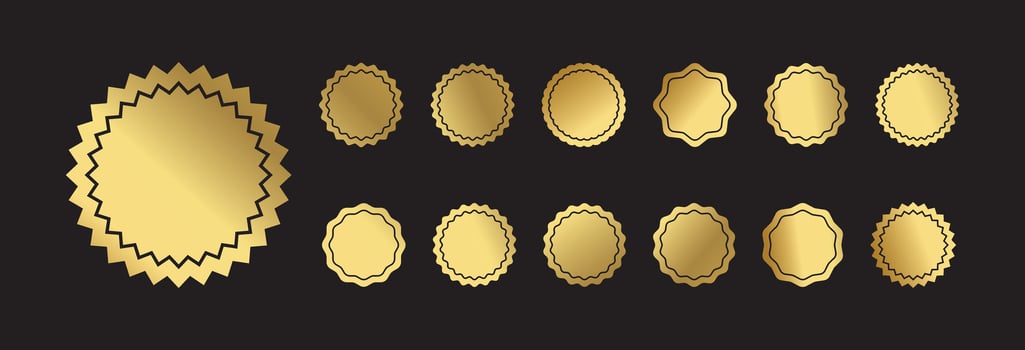 golden labels set on black background vector