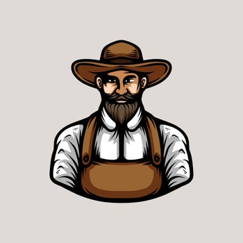 classic vintage farmer guy hand drawn coloring cartoon illustration design vector
