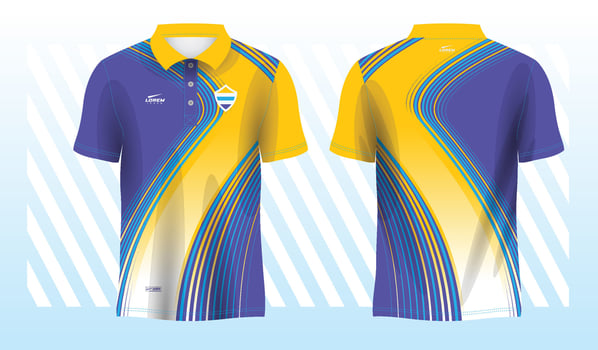 polo sport shirt sublimation jersey template in blue yellow color vector