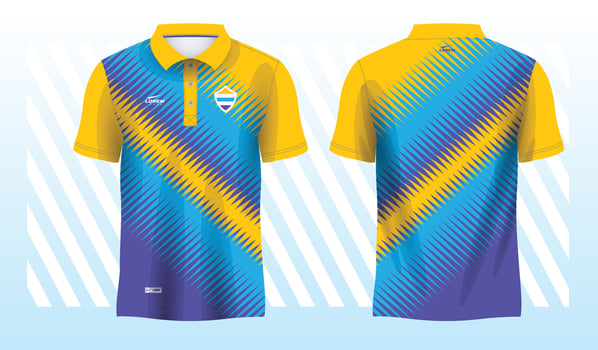 yellow and blue polo sport shirt sublimation jersey template vector
