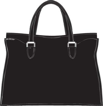 a black handbag with handles on the front vector